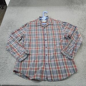 L.L. Bean Shirt Mens XL Gray Plaid Flannel Slim Fit Long Sleeve Button Front